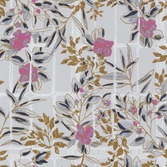   Casadeco Jardins Suspendus 85234224 CAMELIA Natur a Camelia üvegház pompás virágai szürke kék árnyalatok rózsaszín/lila rézszín tapéta