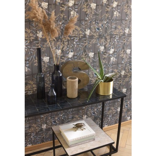 Casadeco Jardins Suspendus 85239262 CAMELIA Natur a Camelia üvegház pompás virágai barna sötétbarna kék árnyalatok rézszín krém tapéta