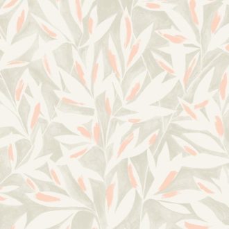   Casadeco Jardins Suspendus 85240155 TAMARIS Natur Sziluett levélmintázat bézs/szürkésbézs krémfehér korallszín tapéta
