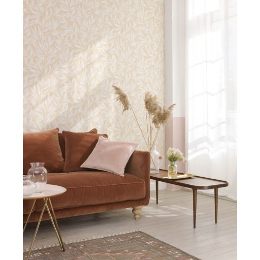 Casadeco Jardins Suspendus 85241172 TAMARIS Natur Sziluett levélmintázat krémfehér bézs barna tapéta