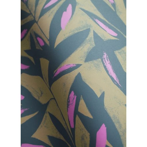 Casadeco Jardins Suspendus 85242565 TAMARIS Natur Sziluett levélmintázat barna antracit fuchsia tapéta