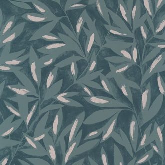   Casadeco Jardins Suspendus 85247314 TAMARIS Natur Sziluett levélmintázat zöld zöldeskék fehér tapéta