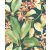 Casadeco Delicacy 85387289 BIRDSONG Natur Énekesmadarak egzotikus leveleken sötét zöldeskék rózsaszín korallpiros zöld sárga tapéta