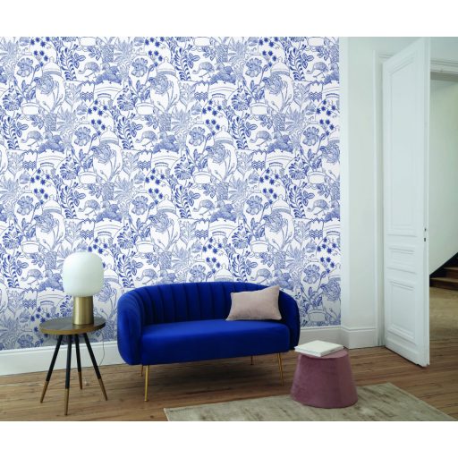 Casadeco Delicacy 85426148 POTTERY Etno fazekas remekművek organikus mintával fehér kék digitális falpanel