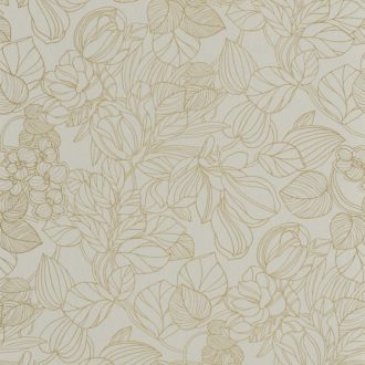   Casadeco 1930, 85727131  GRAVURE Natur Grafikus kontúr rajzolatú mesés virágminta mandulazöld arany irizáló festés tapéta