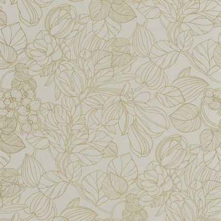 Casadeco 1930, 85727131  GRAVURE Natur Grafikus kontúr rajzolatú mesés virágminta mandulazöld arany irizáló festés tapéta