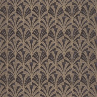   Casadeco 1930, 85739525  PALMETTE Art Deco design kis pálmákból ofszet hatás sötétbarna antracit arany fénylő mintarajzolat tapéta