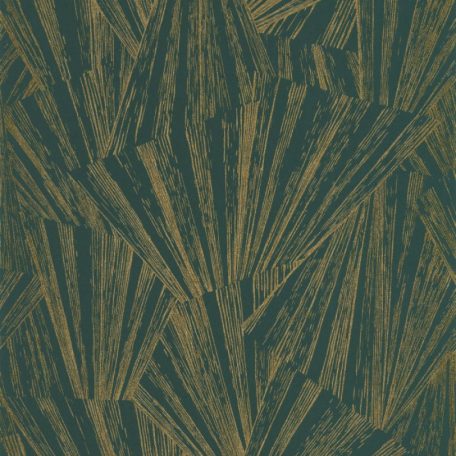 Casadeco 1930, 85747507 ECLAT FOIL Asszimetrikus geometriai ábra fénysugarak irizáló és fémes festéssel sötétzöld arany tapéta