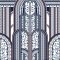 Casadeco 1930, 85876543 PARAVENT Art Deco Fényűző panorámapanel görbékkel és növényi motívumokkal ezüstszürke kék szines falpanel