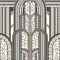 Casadeco 1930, 85879242  PARAVENT Art Deco Fényűző panorámapanel görbékkel és növényi motívumokkal fehér fekete arany falpanel