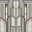 Casadeco 1930, 85879242  PARAVENT Art Deco Fényűző panorámapanel görbékkel és növényi motívumokkal fehér fekete arany falpanel