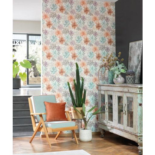 Casadeco Botanica 85914374 ECHEVERIA Botanikus pozsgás növények aloe vera és crassula fehér zöld korall orgona szürkésbarna tapéta