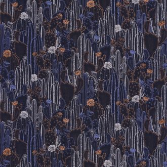   Casadeco Botanica 85925236 CACTACEAE Botanikus kaktuszültetvény antracit ibolya arany ezüstfehér fémes kiemelések tapéta