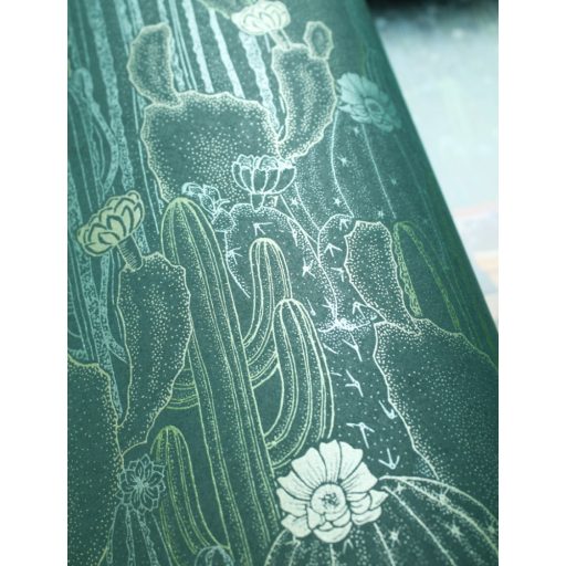 Casadeco Botanica 85927429 CACTACEAE Botanikus kaktuszültetvény zöld árnyalatok kékeszöld ezüstfehér fémes kiemelések tapéta