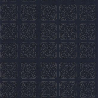   Casadeco Botanica 85936612 HORTUS Geometrikus díszítő alakzatok négyzetekbe rendezve "zárt francia kert" sötét tintakék arany tapéta
