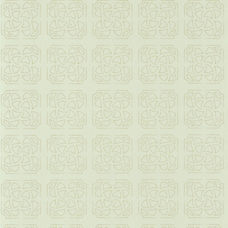 Casadeco Botanica 85937204 HORTUS Geometrikus díszítő alakzatok négyzetekbe rendezve "zárt francia kert" mandulazöld zöldarany tapéta