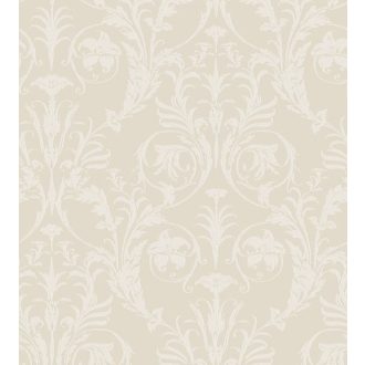   Casadeco Montsegur 86021218 TRIANON Klasszikus botanikai díszítőminta bézs krémes ezüstfehér fémes hatás tapéta
