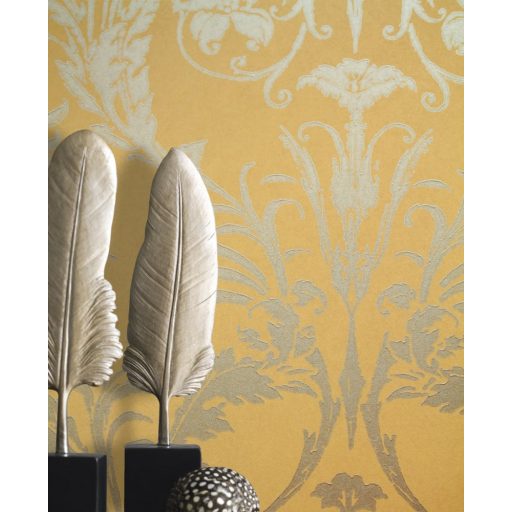 Casadeco Montsegur 86022235 TRIANON Klasszikus botanikai díszítőminta sárga arany fémes hatás tapéta