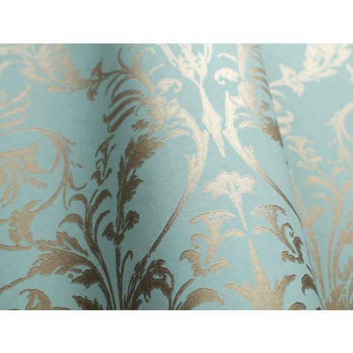 Casadeco Montsegur 86027127 TRIANON Klasszikus botanikai díszítőminta mandulazöld arany fémes hatás tapéta