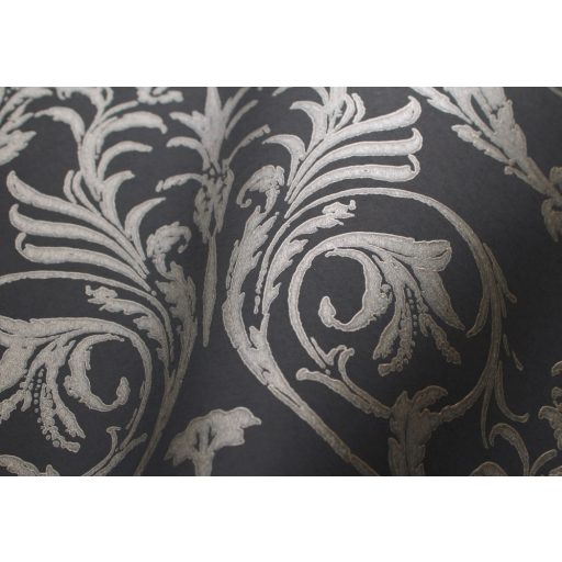 Casadeco Montsegur 86029511 TRIANON Klasszikus botanikai díszítőminta antracit bézsarany arany fémes hatás tapéta