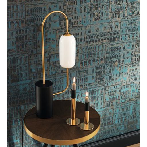 Casadeco Montsegur 86056518  EDIFICE Gótikus épületek Ca' d'Oro és més velencei paloták ultramarinkék arany antracit tapéta