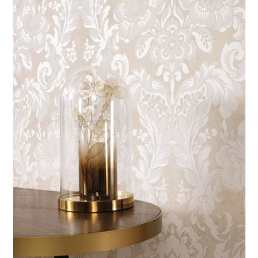 Casadeco Montsegur 86061273 DEMEURE Klasszikus botanikus díszítőminta bézs bézsarany krémfehér matt-fényes feleletek tapéta