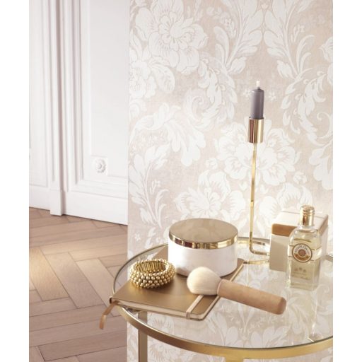 Casadeco Montsegur 86061273 DEMEURE Klasszikus botanikus díszítőminta bézs bézsarany krémfehér matt-fényes feleletek tapéta
