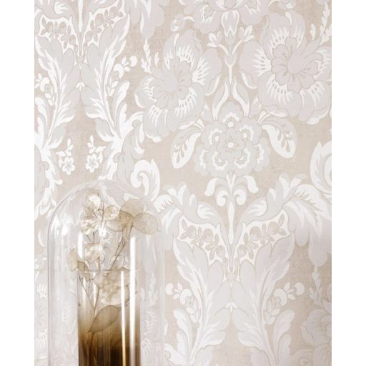 Casadeco Montsegur 86061273 DEMEURE Klasszikus botanikus díszítőminta bézs bézsarany krémfehér matt-fényes feleletek tapéta