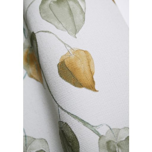 Physalis vagy japán lámpás csodaszép mintája törtfehér khakizöld aranysárga tapéta