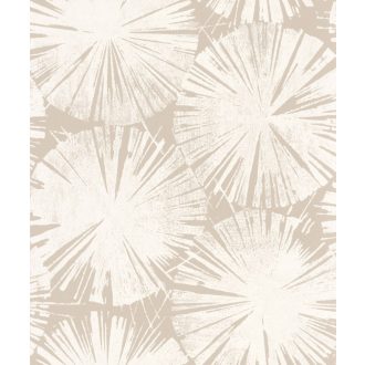   Grafikus stilizált tavirózsa virágok krém/krémfehér bézs tapéta