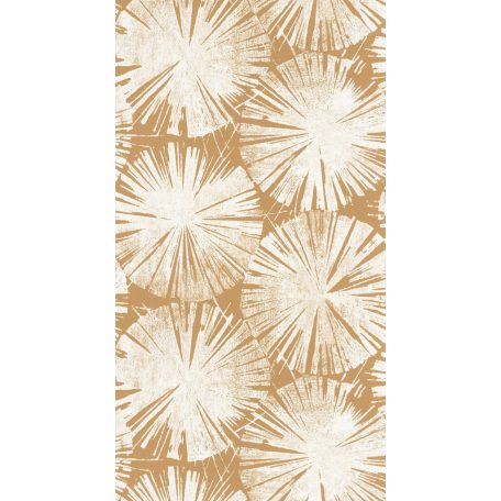 Grafikus stilizált tavirózsa virágok krém arany tapéta