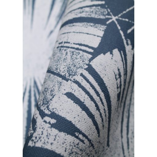 Grafikus stilizált tavirózsa virágok törtfehér indigókék tapéta