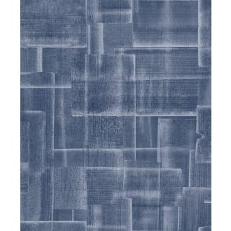   Autentikus kézműves Patchwork minta indigókék törtfehér tapéta