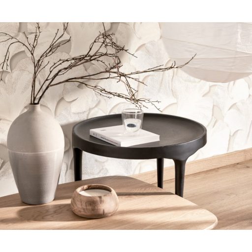 Hulló Gingko Biloba levelek 3D dombornyomás hófehér bézs/szürkésbézs bézsarany tapéta