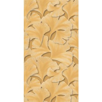  Hulló Gingko Biloba levelek 3D dombornyomás aranysárga szürke arany tapéta