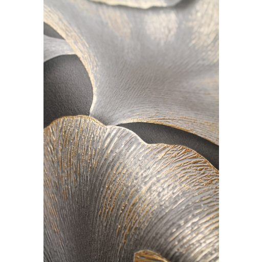 Hulló Gingko Biloba levelek 3D dombornyomás szénfekete szürke arany tapéta