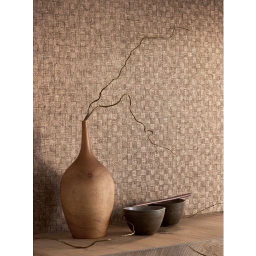 Dekoratív mozaik mintha kézi szövési növényi rostokból állna zsinórbézs barna arany tapéta