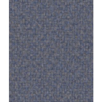   Dekoratív mozaik mintha kézi szövési növényi rostokból állna indigókék arany tapéta