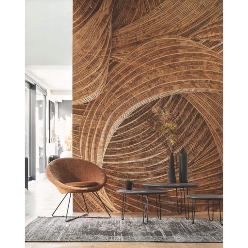 Monumentális aprólékosan fonott kosármotívum bézs barna falpanel
