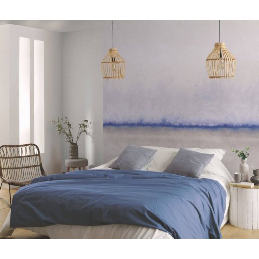 Finom körvonalú akvarell horizont szürke bézs indigókék falpanel