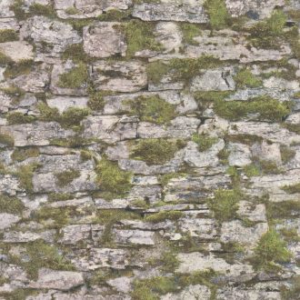   Rasch Bricks & Wood II 863208 Natur Mohával benőtt palatégla kövek szürke bézs zöld tapéta