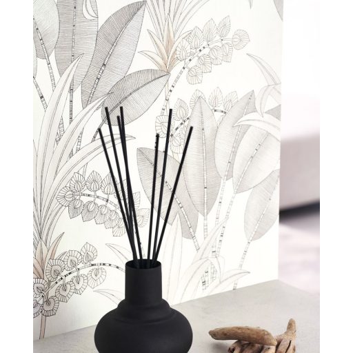 Tüneményes karcsú pálmalevelek fehér antracit tapéta