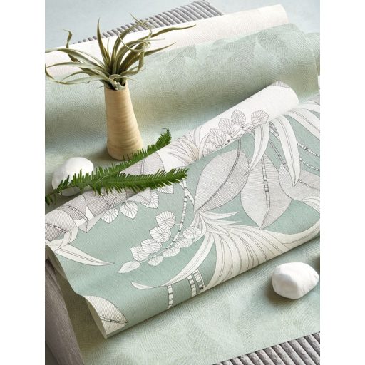 Tüneményes karcsú pálmalevelek fehér antracit tapéta