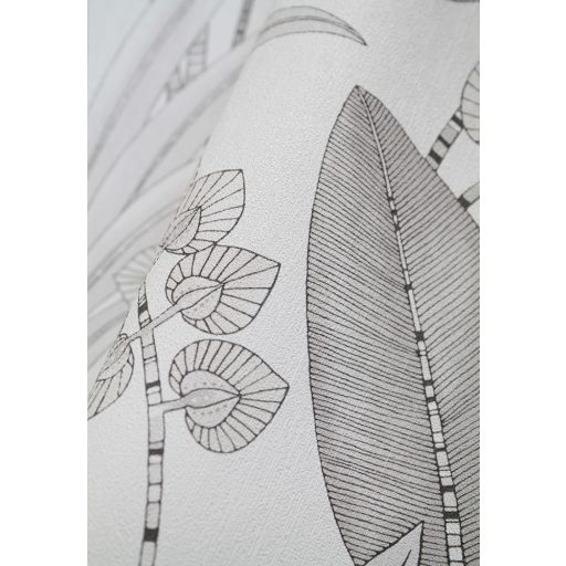 Tüneményes karcsú pálmalevelek fehér antracit tapéta