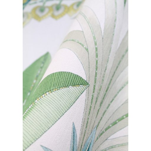 Tüneményes karcsú pálmalevelek fehér zöld és kék tónusok tapéta