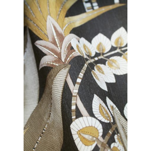 Tüneményes karcsú pálmalevelek fekete hársszín barna fehér tapéta