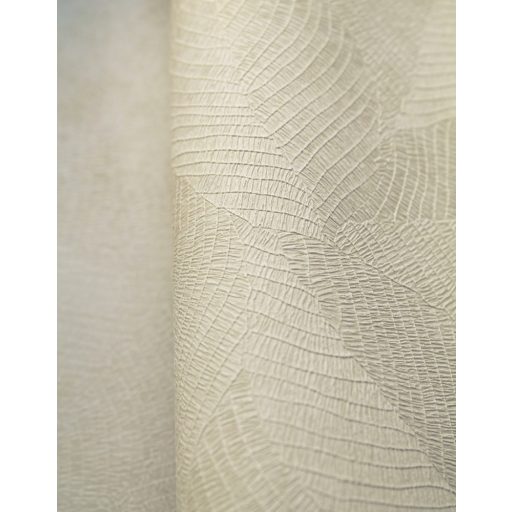 Művészi Trompe-l'oeil mikrominta - nyomat valódi levelekből fehér enyhe arany tapéta