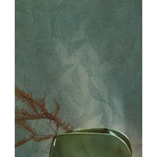 Az érzéki csalás művésze - Valódi levelek lenyomata mikrominta pávakék és bézs tónus finom mintafény tapéta