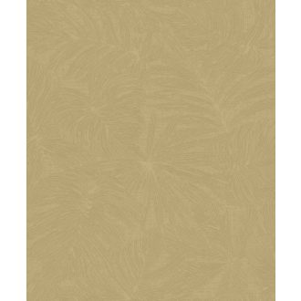   Luxusdekoráció! XXL pálmalavél lenyomatok kifinomult texturán meleg arany-homok és zöldarany tónus tapéta