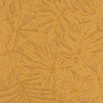   Filodendron és pálmalavelek - válósághű nyomat 3D okkersárga barna tapéta